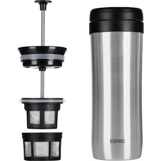 Travel kaffe, børstet stål