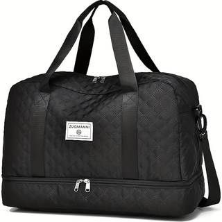 TEMU Luxurious Oversized Duffel Bag - Stylish & Durable With Compartment, Multi-functional Carry, Dry Wet & Handy Side Pockets For Travel & Gym