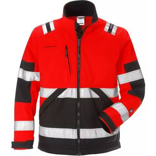 Fristads 125024 Hi Vis softshelljakke kl.2 4083 / Arbejdsjakke Rød/sort S