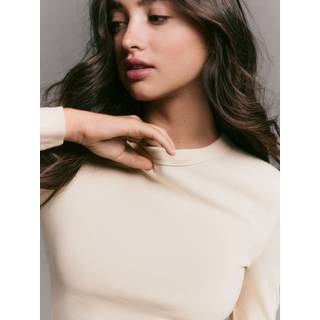 Next Butter Yellow Long Sleeve Ribbed Crew Neck Top