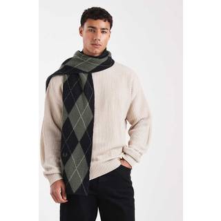 Fred Perry Herren Schal grün Woll-Stoff gemustert