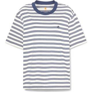 Timberland Women's Dunstan Short-Sleeve Stripe Tee T-shirt Damer størrelse XL farve grå/hvid