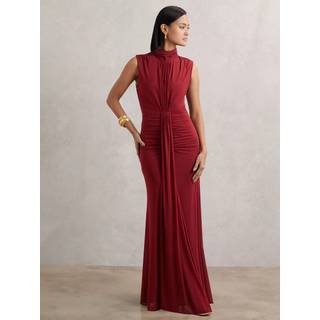 Reiss Reiss Dark Red Daniella Ruched Sleeveless Maxi Dress - EU 42 (UK 14)