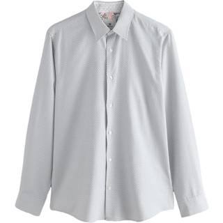 Next Grey Cotton Rich Trimmed Textured Shirt - xxxlarge