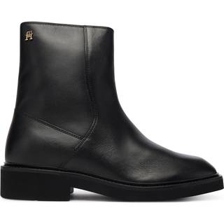 Square Toe Leather Ankle Boots