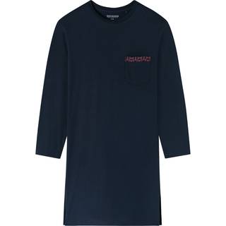 Schiesser Herren Nachthemd blau Jersey-Baumwolle unifarben
