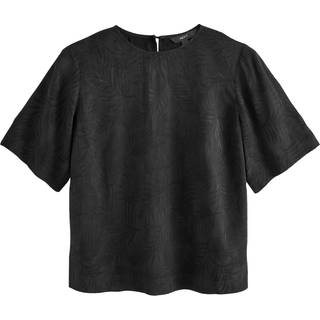 Next Kortærmet Jacquard Satin T-shirt med bladprint og kasse