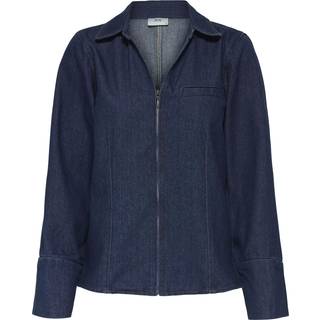 Sally Zip Denimskjorte, Dark Blue Denim, S