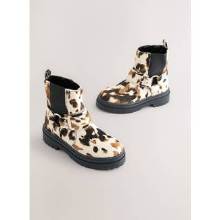 Next Cow Print Standard Fit (F) Leather Chunky Harness Boots