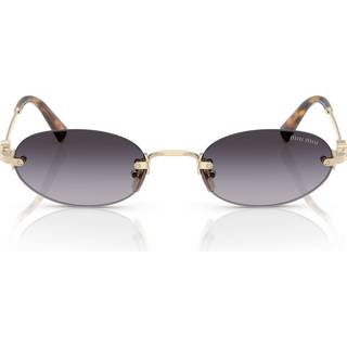 Miu Miu Kvinde MU A54S ZVN5D1 Solbriller Metal Guld Grå Rund Normal Skygge