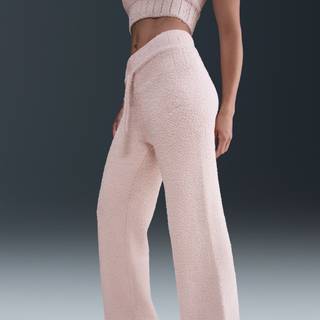 Maskinstrikkede Nike Phoenix Cozy Bouclé-bukser med slank pasform til kvinder - Pink - XL (EU 48-50)