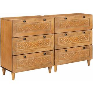 Sideboard 2 pcs Brun 60 x 33 x 75 cm Massivt mangotræ