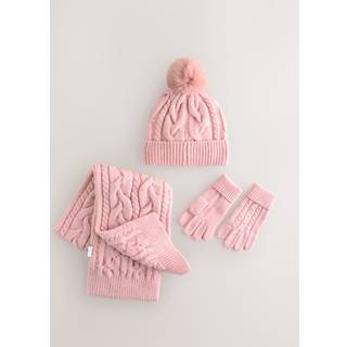 Next Kabelhue, tørklæde og handsker (sæt med kabelstrik) (3-16år)
