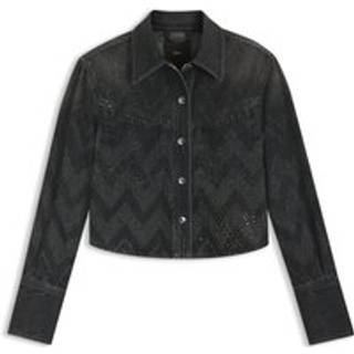 Cropped skjorte med regular fit i denim med små krystaller