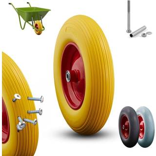 Arebos® PU trillebørhjul med aksel punkteringssikkert af PU massivgummi Ø 390mm