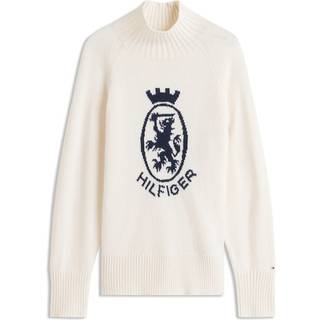 Wool Blend Graphic Striktrøje, Ivory Petal, M