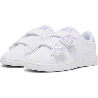 PUMA Smash 3.0 Butterfly Kids&#39; Sneakers, Shoes, White/Vivid Violet/Silver, 28