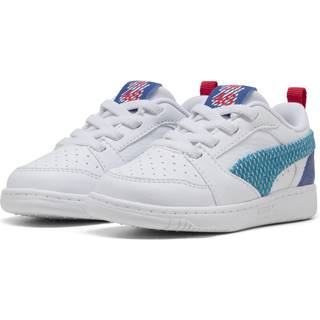 PUMA Rebound V6 Low Run Fun Sneakers Toddlers, Shoes, White/Tropical Blue/Clyde Royal, 21