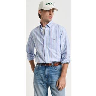 GANT Herre Regular fit flerstribet klassisk Oxford-skjorte (L) Blå
