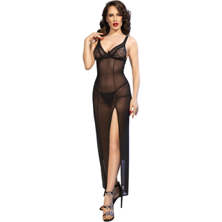 Chilirose Babydolls Chilirose - Cr 4723 Babydoll Largo & Tanga Negro S