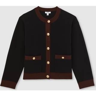 Reiss Reiss Olivengrøn Uld-Kashmir Cardigan med Rund Hals