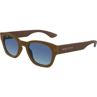 Alexander McQueen Mand AM0530S 003 Solbriller Acetat Brun Blå Rund