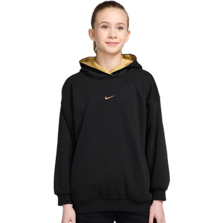 Oversized Nike Club Fleece-hættetrøje til større børn (piger) - sort - S