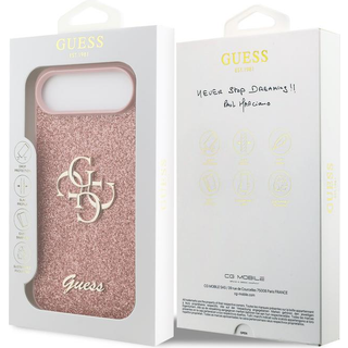 iPhone Air Guess Fixed Glitter 4G Metal Logo Cover - Pink
