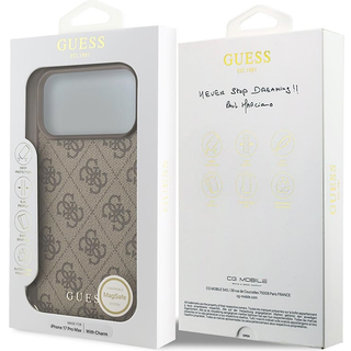 iPhone 17 Pro Max Guess 4G Charm Hybrid Cover - MagSafe-kompatibel - Brun