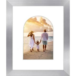 AmericanFlat 5x7 -billedramme med bueformet mat i s?lv - Brug som 8x10 billedramme uden mat eller 5x7 ramme med mat - konstrueret tr?ramme med kn