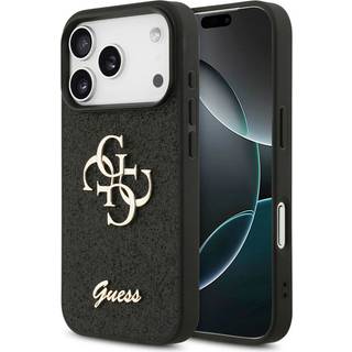 iPhone 17 Pro Max Guess Fixed Glitter 4G Metal Logo Cover - Sort
