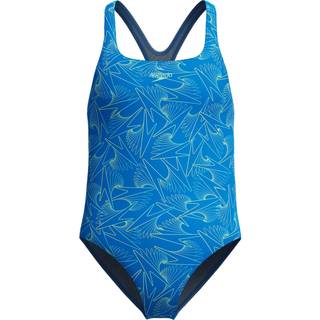 Girls Hyperboom Medalist Allover Print Swimsuit Blue