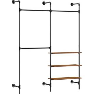 SoBuy industriel vægmonteret knagerække med 3 stænger og hylder