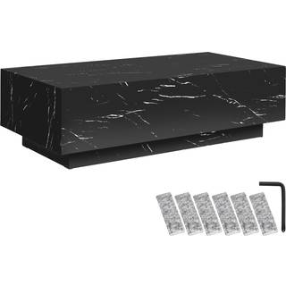 Sofabord Lasley med stander, bæreevne 45 kg - Sort marmor-udseende,120 x 60 x 35 cm