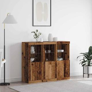 Sideboard 3 pcs Gammelt træ 123 x 37 x 100 cm Konstrueret træ