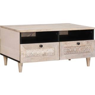 Sofabord med skuffe Hvid 80 x 54 x 40 cm Massivt mangotræ