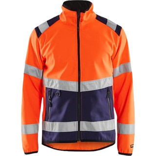 Blåkläder 4877 High Vis Light Softshell Jakke / High Vis Light Softshell Arbejdsjakke - 2XL - High Vis Orange/Marineblå