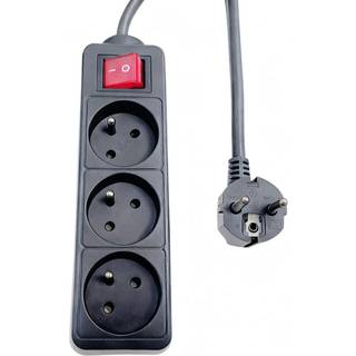 MICROCONNECT 3-way Power Strip on/off