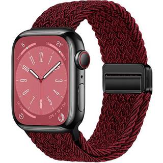 Apple Watch (42/44/SE/45/46/49mm) Nylon Rem Lippa - Magnetisk Lås - Rød