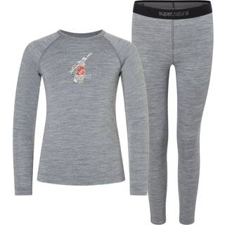 super.natural Kid's Tundra175 Ski Bunny Set Merino undertøj Børn størrelse 128 farve grå