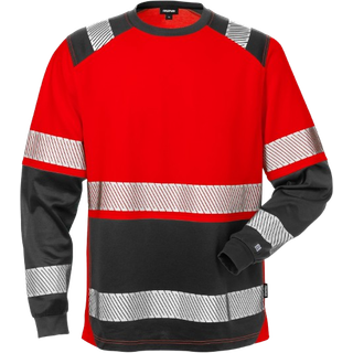 Fristads 129514 Hi Vis langærmet t-shirt kl.2 7457 / Arbejds T-shirt Rød/sort XS