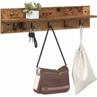 Vægmonteret Jakkeholder med hylde Gammelt træ 80 x 10.5 x 18 cm