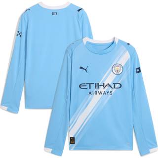 PUMA Manchester City 25/26 Long Sleeve Home Jersey Youth, Clothing, Light Blue/White, 9-10Y