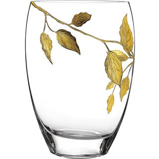 Homeroots 12 munblåst hand dekorerad med guldblad vas