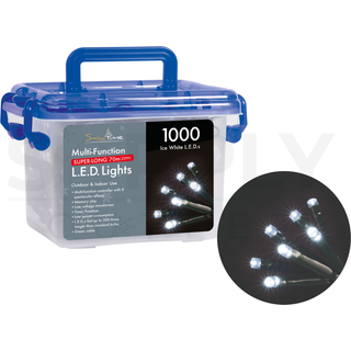 Snowtime 1000 julelys is-hvid LED 50 m multifunktionelle lys med timer