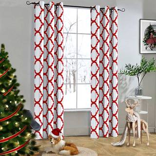 Melodieux marokkansk moderum mørkere blackout Grommet gardin til soveværelse stue 42 x 63 tommer fra hvid/rød (1 panel)