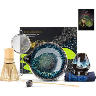 Teanagoo Matcha Wisp Set 7 PCS Matcha Set Matcha Kit til ceremoni Matcha Tea Set til at lave morgenmad/Latte Ceramic Matcha Bowl (Chawan) Whith t