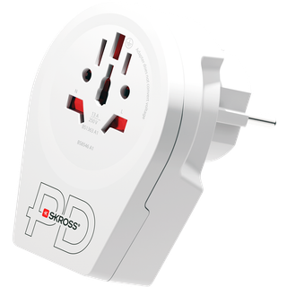 Skross Rejsestik World to Europe/DK Inkl. USB PD (1x USB-A/1x USB-C)