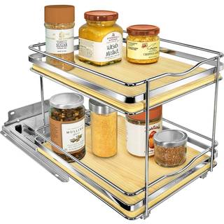 Lynk Professional? ? Litepull Out Spice Rack Organizer til indvendige k?kkenskabe - 8-1/4 tommer bred - Skub ud skuffe - Wood/Chrome Sliding Spic