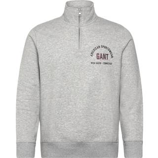 Gant Graphic Half Zip Sweatshirt Grey